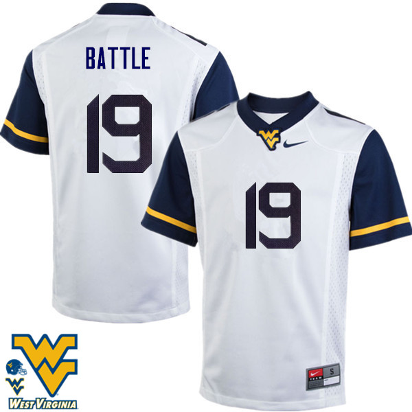NCAA Men's Elijah Battle West Virginia Mountaineers White #19 Nike Stitched Football College Authentic Jersey GW23K00CV
